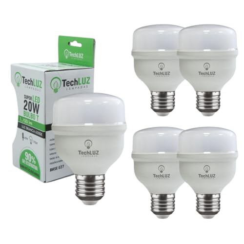 Kit 5 Lâmpadas Led Super Bulbo 20w Alta Potência Bivolt Branco Frio- Techluz