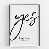  Hochzeitsgeschenk für Brautpaar Geschenk Hochzeit Gastgeschenk personalisiert Hochzeitstag Poster Kunstdruck Yes Bild Mann Frau ungerahmt