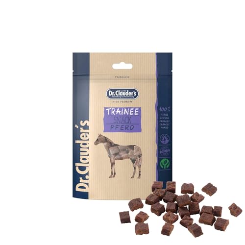 DR.CLAUDER'S - Trainee Snack | Leicht verdauliche Snacks aus 95% Fleisch mit Inulin für Hunde und Katzen. Schonend dampftrocknete Leckerlis im Frischebeutel | 80g Pferd