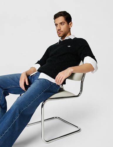 Gant Para Hombre. 8050601 Jersey Cuello Redondo Negro (Xxl), Casual, AlgodóN - 2