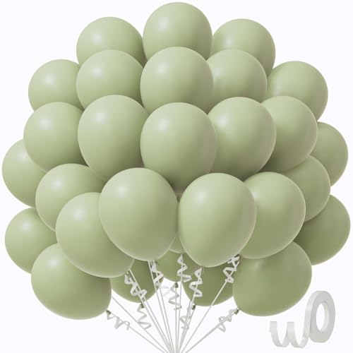 Image of Sage Green Balloons 12 inch, Dusty Green 50pcs Party Balloons | Wedding, Engagement, Bridal Shower, Baby Shower, Birthday Party Decorations