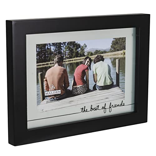 Malden International Designs Rustic Woods Silkscreened Glass Floater "The Best Of Friends" Matted Picture Frame, 4X6/6X8, Black #TOP4