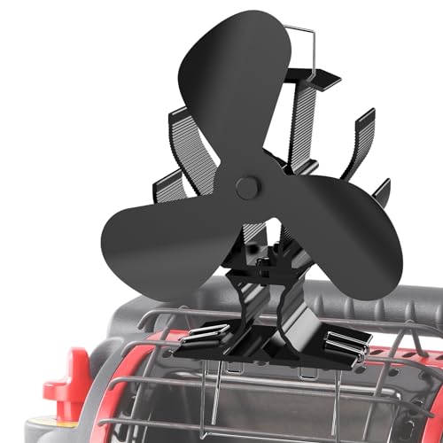 Signstek Wood Stove Fan,Heat Powered Fireplace Fan with Bracket for Heater Propane Log Burner Wood Burning Stove Accessory for Camping Outdoor Indoor Use-3 Blades Big Fan