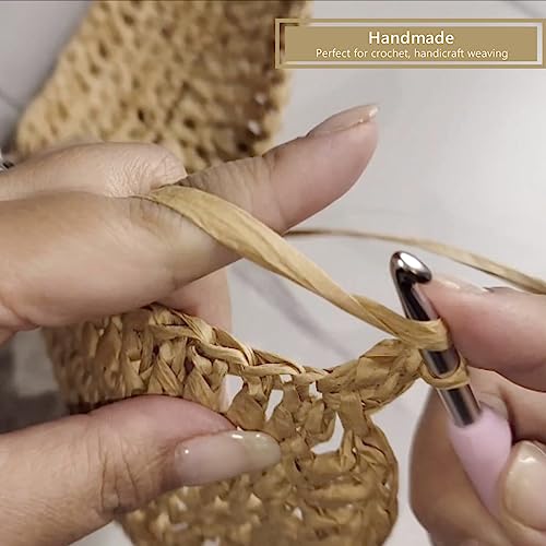 Raffia Ribbon for Gift Wrapping, Packing Paper Twine, Craft Ribbon Raffia Yarn for Crochet - 1/4'' Wide, 100 Yards, Kraft