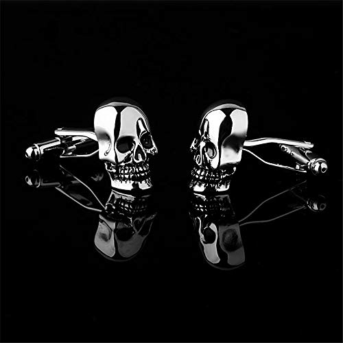 BXLE Cool Skull Cuff-Links, Unique 3D Skeleton Cufflinks, Gothic Shirt Studs Button for Young Men Theme Party, Groomsmen Gift, Pirate & Punk Style Suit Accesorries Jewelry (D)3