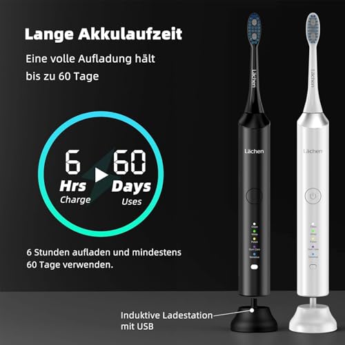 Lächen Elektrische Schallzahnbürste, 5 Modi Elektrische Schallzahnbürste mit Reise-Etui...