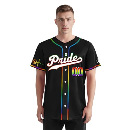 Camiseta personalizada de béisbol Pride con arcoíris LGBTQ+ para jóvenes y adultos miniatura 2