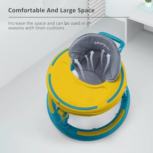 Image of StarAndDaisy 360 Baby Walker 6-24 Months / 7 Level Height Adjustment Walker for Kids Boy and Girl with Switchable Food & Musical Tray /Premium Baby Activity Walker - Green Yellow