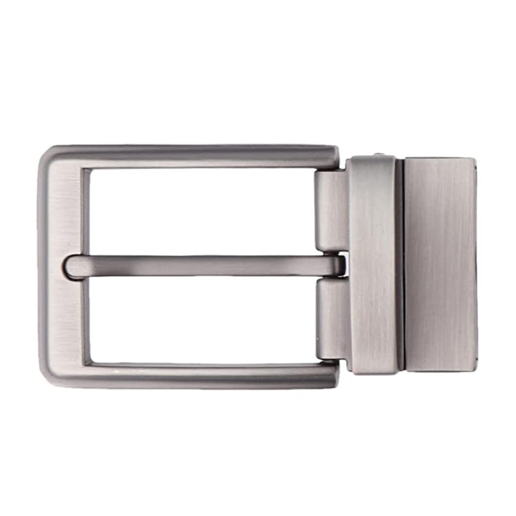 Wedhapy Grey Alloy Reversible Belt Buckle Replacement - Single Prong Rectangular Pin Belt Buckle - Fits 1.3-1.34 Inch Wide Belts Rotary Pin Buckle Head