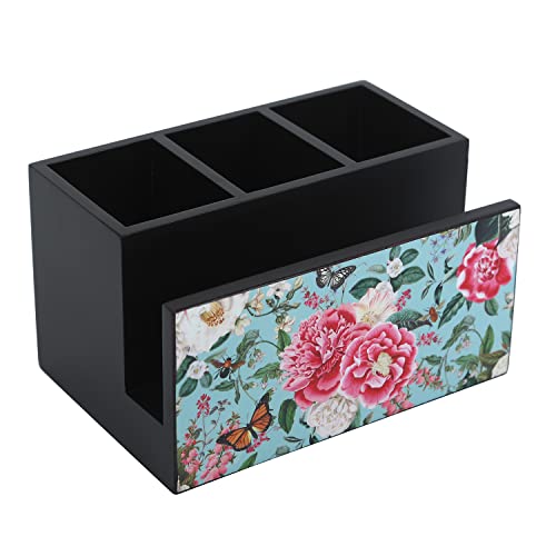 Image of Reinvention Factory Wooden Cutlery Holder I Countertop Organizer - Spoon Fork Knife Napkin Tissue Paper I Desk Supplies Pencil Pen Stationery Stand I Home & Kitchen I Size 7 inch X 5 inch X 4 inch (Fairy Garden)