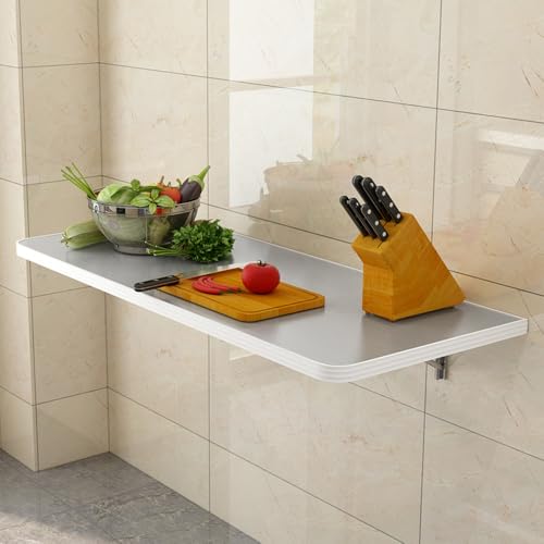 Table pliante murale design en acier inoxydable avec supports robustes