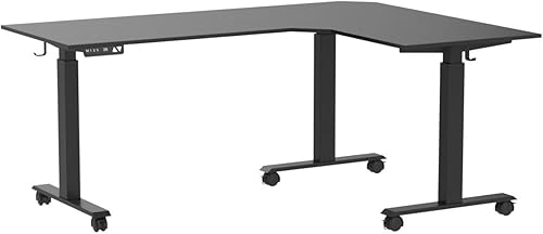 Miniatura 4 de FEZIBO - Escritorio eléctrico en forma de L, triple motor, altura ajustable, 63 pulgadas, estación de trabajo con tablero de empalme, marco