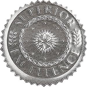 Fine Stationery Silver Excellence Certificate Seals - Set of 36 foil Stickers,2inch Across