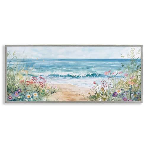 'Wildflower Seascape Beach'| Framed Giclee Art
