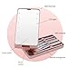 Portable Makeup Mirror With 5 Makeup Brushes Travel Case Storage Box LED Rechargeable Makeup Mirror (White)