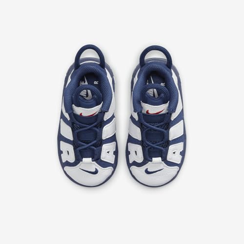 Nike Air More Uptempo Baby/Toddler Shoes (FV5368-100, White/Metallic Gold/University Red/Midnight Navy) Size 74