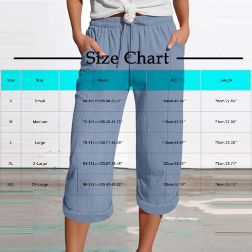 Womens Capri Pants Drawstring Elastic Waist Causal Crop Pant Summer Spring Cropped Trouser Beach Vacation Clothes3
