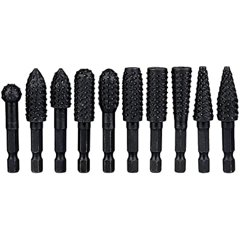 Gasea 10pcs Rotary File Drill Bits Set Cover