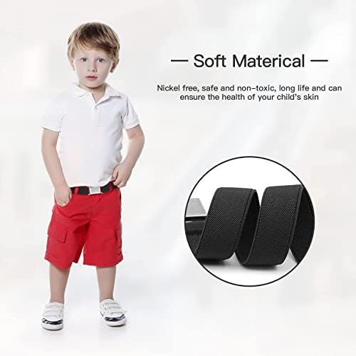 3 PCS Kids Belt Elastic Stretch Adjustable Belt with Silver Square Buckle for Boys Grils