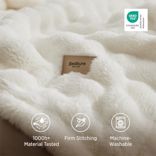 Bedsure Cloud Bubble Blanket Soft Cozy Throw Off White 50 60 - image 5