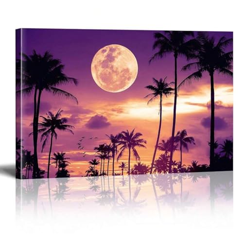 Toile paysage nocturne violet pour salon moderne et chambre