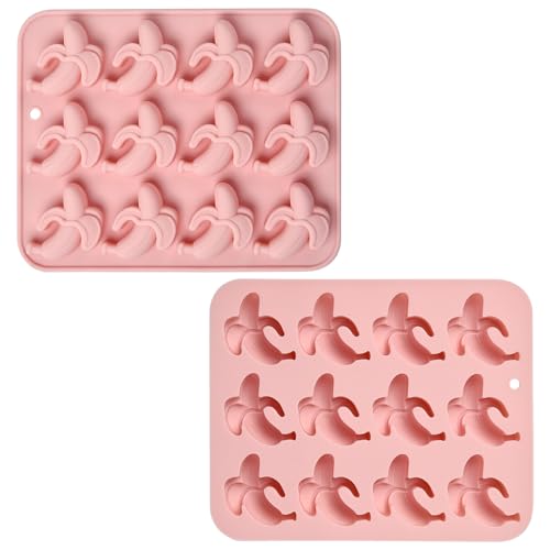 UR URLIFEHALL Bananenformen aus Silikon, 12 Mulden, für Bananen, Obst, Fondant, Schokolade, Süßigkeiten, Eiswürfel, Kekse… – Ansicht 1