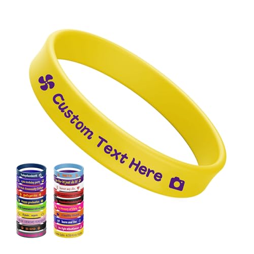 Handwerke Custom Rubber Bracelets Personalized Silicone Wristbands with Your Own Text, Customized Silicone Wirstbands for Party, Events, Gifts, Awareness, Activities