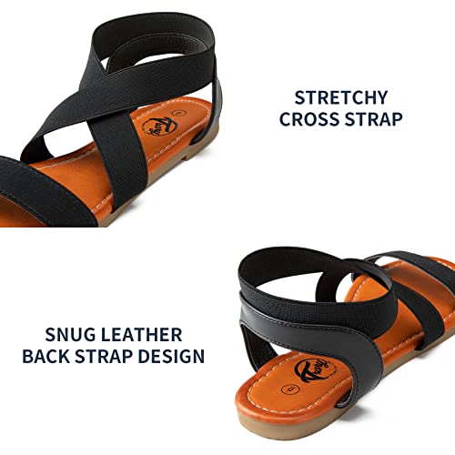 Trary Flat Sandals - Open Toe Cute Elastic Sandals For Women New Black 08 #TOP2