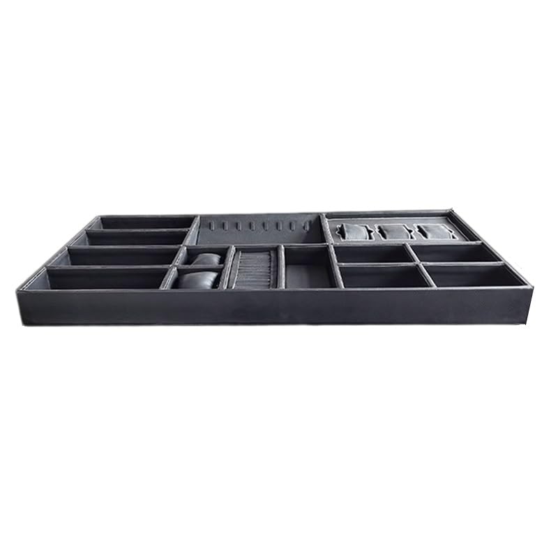 Bandeja organizadora de Joyas apilable: separadores para Collares, Anillos y Pulseras, Organizador para cajones (Gris a)