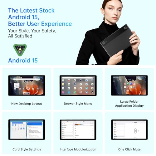 MUISOO Android 15 Tablet, 10 Inch Tablet, 20GB RAM+64GB ROM (TF 1TB), 5000mAh, 1280 * 800 HD, WiFi 6, Bluetooth 5.4, Dual Cameras, Dual Speakers, Black