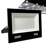 Refletor LED Holofote 200W Branco Frio 6500K - IP66 à Prova d’Água Econômico para Jardim, Fachada e Quintal Premium