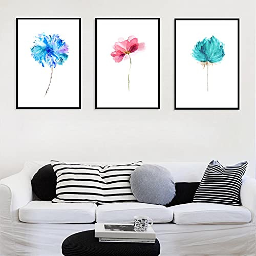 Impression aquarelle fleurs bouquet éclatant | Toile salon moderne 60x80 cm