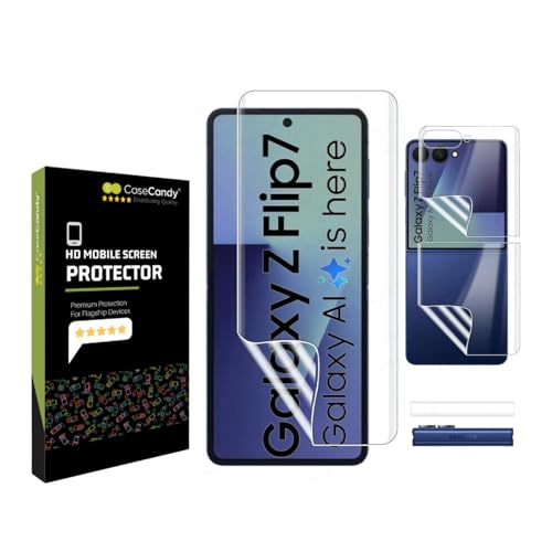 Image of CaseCandy Silicone - (4 in 1) Screen Protector Guard for Samsung Z Flip 7 | Screen Guard Protector (Back Panel + Back Screen Display + Inner Display + Hinge) for Samsung Flip 7 - HD /Bubble Free Application