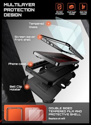 Image of SUPCASE for Samsung Galaxy S26 Ultra Case with Stand & Belt-Clip (Unicorn Beetle Pro), [2 Tempered Glass Screen Protectors & Front Frame] Military-Grade Protective Phone Case for S26 Ultra, Black