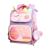 M&G Kids Big Capacity Unicorn Backpack, 13.7‘’ Girls Cute Multifunctional School bags with Mini Wallet Preschool Elementary Kindergarten School Bag for Kids Toddler Boys Girls