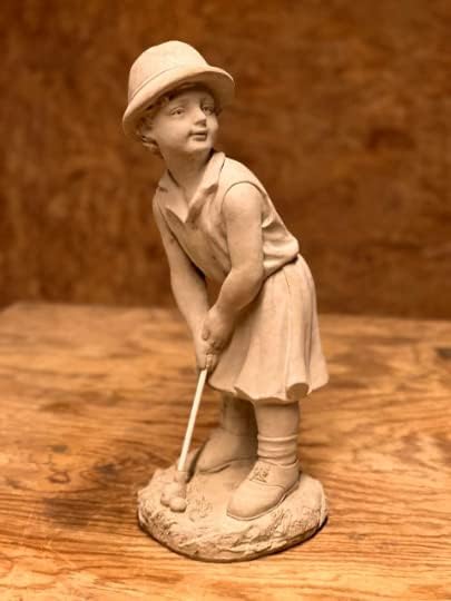 Golfer Golf Girl Statue Concrete Playing Girl Figure Outdoor Garden Woman Sculpture