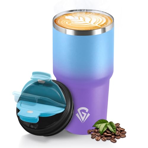 HoneyHolly Termo Cafe 600 ML, Reutilizables, Vaso Termico Cafe Antigoteo para Coche, Acero Inoxidable 304, Taza Termica Para Llevar, Termo Café Hermético para Café Frío y Caliente, Leche y Té