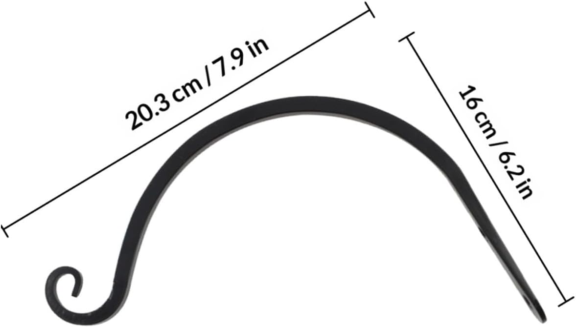 4pcs Hanging Flower Pot Hooks Wall Mounted Brackets for Outdoor Indoor Garden Balcony Plant Basket Holder Metal Black