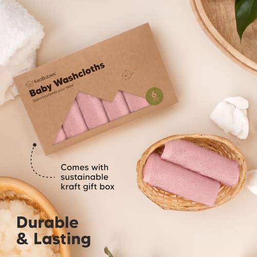 Image of 6-Pack Baby Washcloths - Soft Viscose Derived from Bamboo Washcloth, Baby Wash Cloths, Baby Wash Cloth for Newborn, Kids, Bath Baby Towels, Face Towel, Face Cloths for Washing Face(Rosy)