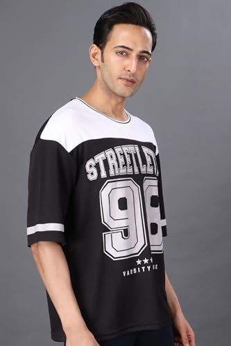 Image of Amazon Brand - INKAST Unisex Oversized T-Shirt | Sportwear | Contrast Sleeves | Drop Shoulder Baggy Fit | Graphic Print | Activewear for Gym,Training & Street Style