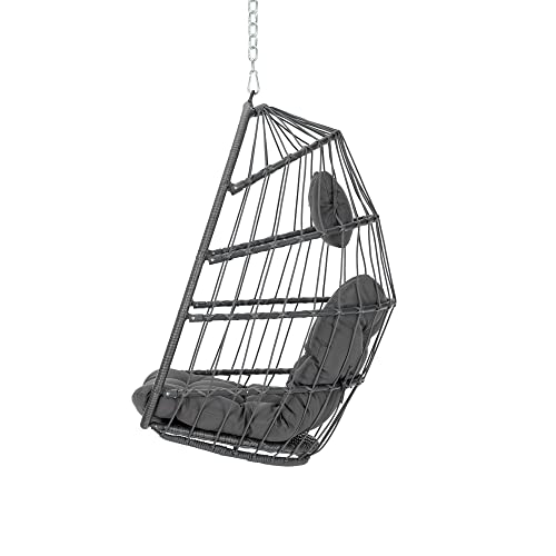 Hanging Egg Chair Outdoor Without Stand Indoor, Aluminum Foldable Swing Egg Chairs - Wicker Rattan Hammock Egg Porch Swing With Uv Resistant Cushions For Bedroom Patio Balcony #TOP4