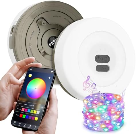 Camping String Lights,22Ft Stowable String Light, Camping Lights with APP Control, 366 Light Changing Modes and Music Synchronized Light String for Outdoor Camping Decoration