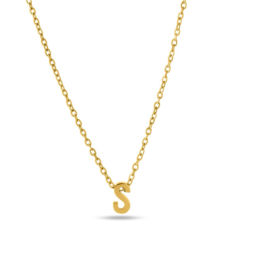 palmonas 18k Gold Plated Small Letter Necklace for Women - Gift for Girls & Women | Waterproof & Anti-Tarnish Necklace (Initial S)-picture-32