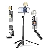 TONEOF 173cm マグネット 自撮り棒 ライト付き Magnetic スマホ 三脚 自撮りライト ビデオキット マグネット スタンド 卓上三脚 じどり棒 磁気 セルカ棒 三脚 充電式リモコン メタルリング付き 軽量 Android/iPhoneに対応