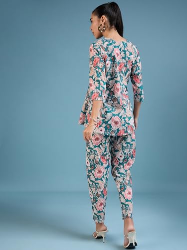 Image of Bee M Pee Designer Stylish Cotton Blend Floral Print Kurta Pant Co ord Cord Suit Set for Women