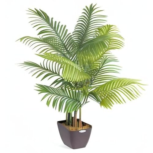 CHRISTOW Artificial Areca Palm Tree, Fake House Plant for Home Decoration, Lifelike Leaves and Husky Natural Looking Stems, Weighted Pot, Indoor Outdoor (120cm / 4ft) - Image 7