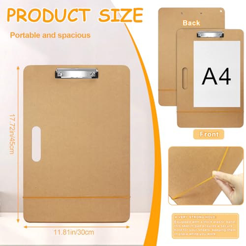 TKOnline 11.8x17.7 Drawing Board, Sketch Board with Sturdy Clip and Rubber Bands, Portable Art Clipboard for Classroom, Drafting and Studio Drawing