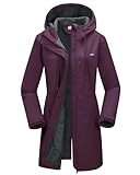 33,000ft Chaqueta ligera Softshell con capucha para mujer, impermeable, con forro polar, cortavientos, transpirable, abrigo largo con capucha para senderismo, Rosa carmín, S