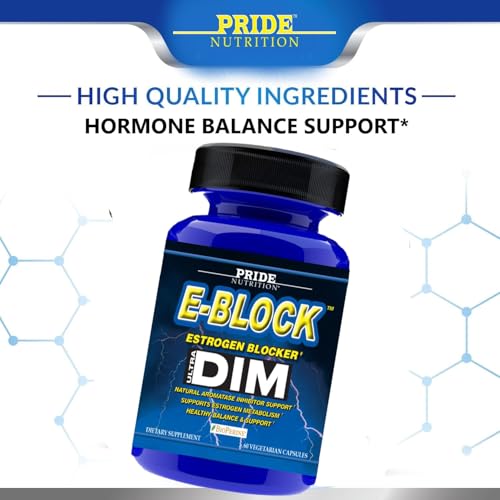 Pride Nutrition E-Block DIM Supplement 700MG Extra Strength Estrogen Blocker | Hormone Balance for Men and Women | M e n o p a u s e, Acne, Hot Flashes Relief, PCT & P r o s t a t e Support 60 Ct.