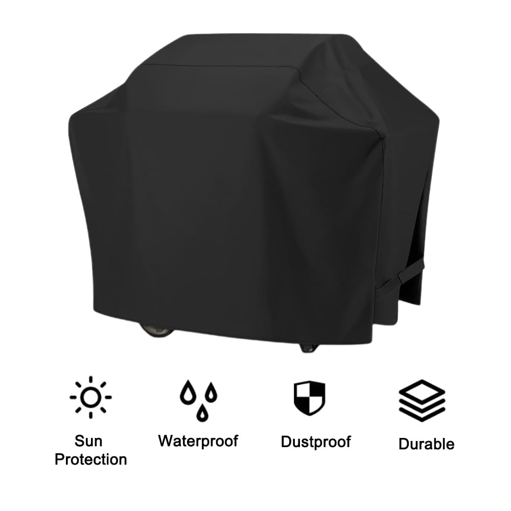 2 coperture protettive per griglia, 140 x 59 x 107 cm, in tessuto Oxford 600D nero, copertura per barbecue, antipolvere